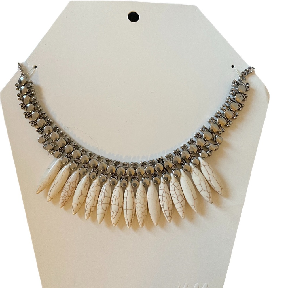 ❤️ H&M WESTERN STATEMENT SILVER CHAIN NECKLACE JEWELRY NEW